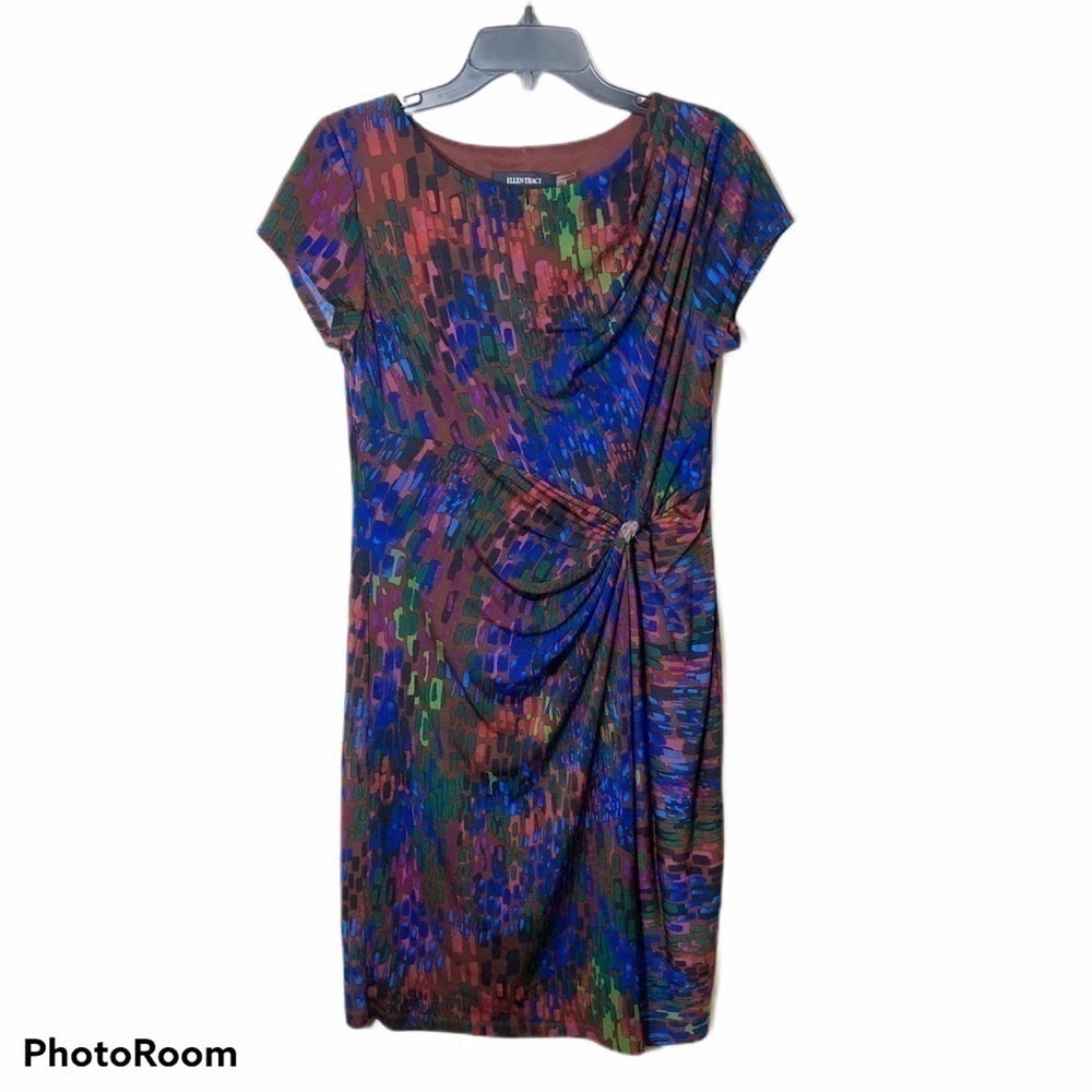 Ellen Tracy Gathered Waist Sheath Dress Sz 10